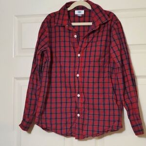 Old Navy Red and Blue Plaid Button Down Shirt